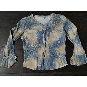 Vtg Periscope Blue Tan Longsleeve Top Girls Youth XL 16